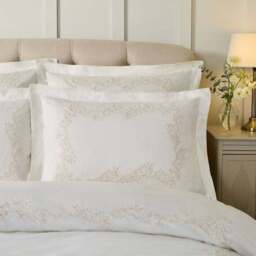 Dorma Camerelle Embroidery 100% Cotton Sateen Duvet Cover & Pillowcase Set - thumbnail 2