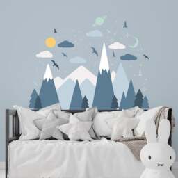 Walplus Blue Mountains Under The Glowing Sky Wall Stickers - thumbnail 1