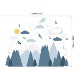 Walplus Blue Mountains Under The Glowing Sky Wall Stickers - thumbnail 4