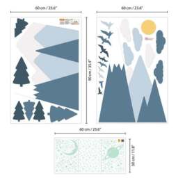 Walplus Blue Mountains Under The Glowing Sky Wall Stickers - thumbnail 5