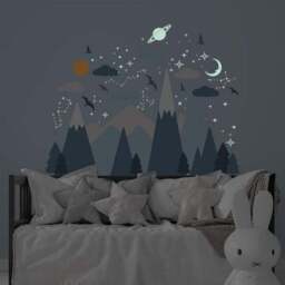 Walplus Blue Mountains Under The Glowing Sky Wall Stickers - thumbnail 2