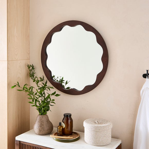 Penelope Round Fluted Wooden Wall Mirror - image 1