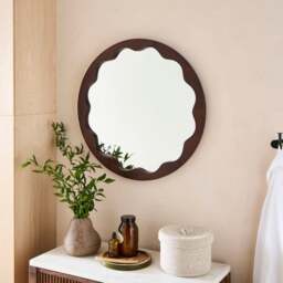 Penelope Round Fluted Wooden Wall Mirror - thumbnail 1