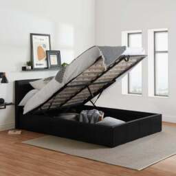 Berlin Ottoman Bed Frame, Faux Leather - thumbnail 2