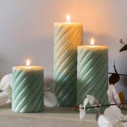 Cedar & Sage Set of 2 Vanilla Twist Pillar Candles - thumbnail 2