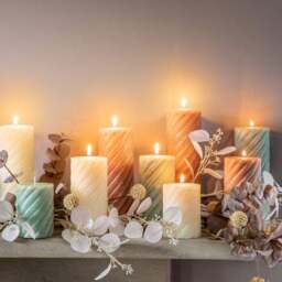 Cedar & Sage Set of 2 Vanilla Twist Pillar Candles - thumbnail 3