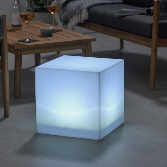 Cube Rechargeable Colour Changing LED Outdoor Table Lamp - image 1