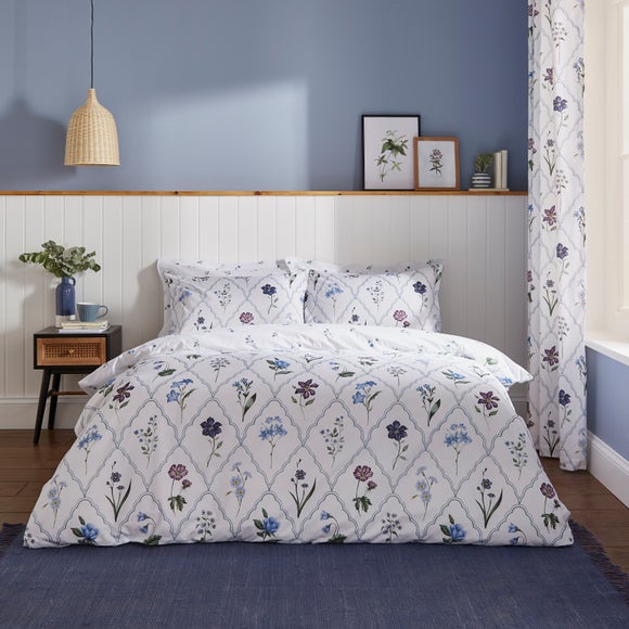 Botanical Trellis Cotton Duvet Cover and Pillowcase Set