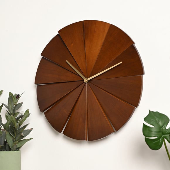 Interval Segmented Pine Round Wall Clock - image 1