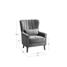 Image Furnishings Charlotte Velvet Wingback Occasional Armchair - thumbnail 6