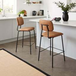 Barker Counter Height Barstool, Faux Leather - thumbnail 2