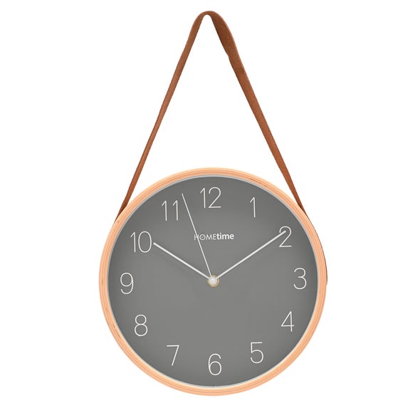 Hometime Round Wooden Wall Clock with Hanging Belt - image 1