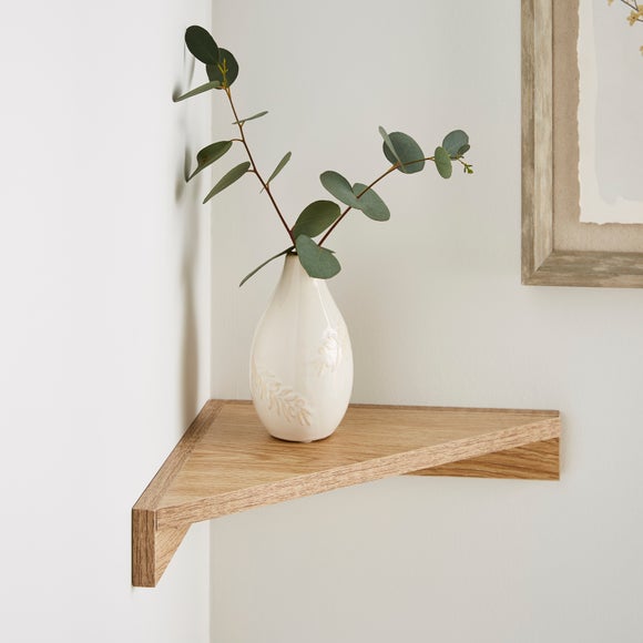 Ainsley Oak Effect Corner Wall Shelf - image 1