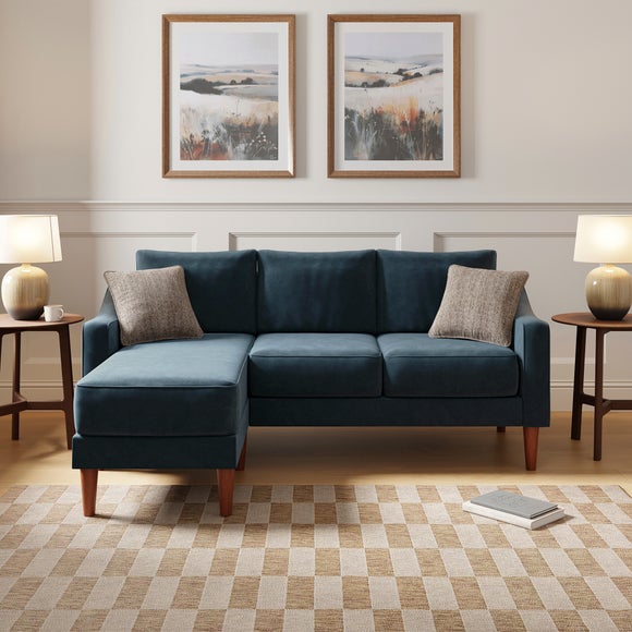 Hugo Velvet 3 Seater Corner Chaise Sofa - image 1