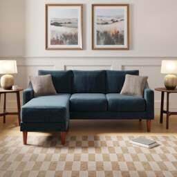 Hugo Velvet 3 Seater Corner Chaise Sofa - thumbnail 1