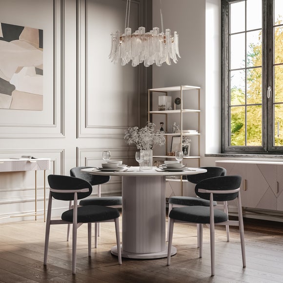 Indus Valley Cleo Round 4 Seater Dining Table with 4 Cleo Dining Chairs - image 1