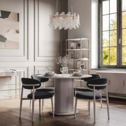 Indus Valley Cleo Round 4 Seater Dining Table with 4 Cleo Dining Chairs - thumbnail 1