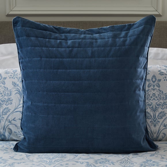 Dorma Remington Cotton Velvet Blue Continental Square Pillowcase - image 1