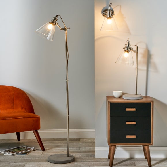 Chaplin Concrete & Brushed Chrome Reading Floor Lamp - image 1