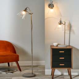 Chaplin Concrete & Brushed Chrome Reading Floor Lamp - thumbnail 1