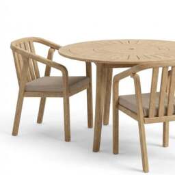 Maris 4 Seater Round Garden Dining Set With 4 Riven Chairs - thumbnail 4