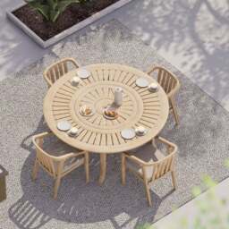 Maris 4 Seater Round Garden Dining Set With 4 Riven Chairs - thumbnail 1
