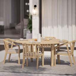 Maris 4 Seater Round Garden Dining Set With 4 Riven Chairs - thumbnail 6