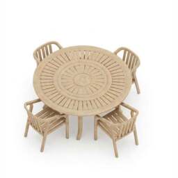 Maris 4 Seater Round Garden Dining Set With 4 Riven Chairs - thumbnail 3