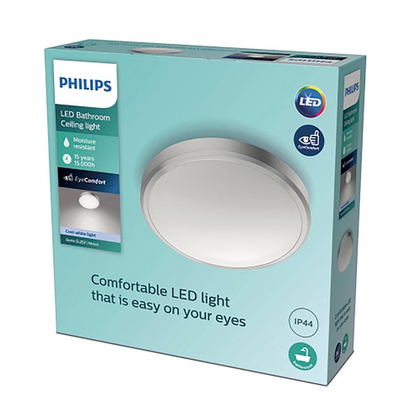 Philips Doris Cool White Integrated LED Bathroom Flush Ceiling Light - image 1