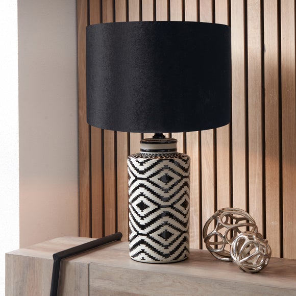 Chirala Tall Ikat Ceramic and Velvet Table Lamp - image 1