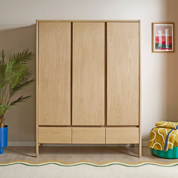 Elements Holmes Triple Wardrobe, Oak by Dunelm