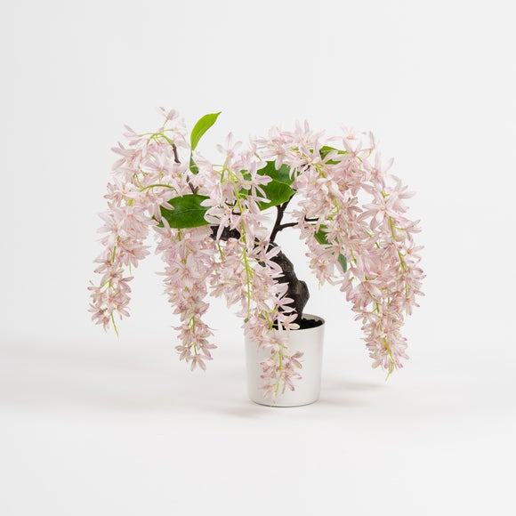 Artificial Orchid Bonsai in White Plant Pot - image 1