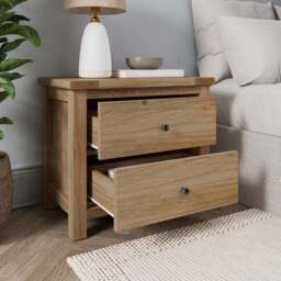 Olney Wide 2 Drawer Bedside Table - thumbnail 2