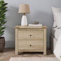 Olney Wide 2 Drawer Bedside Table - thumbnail 1