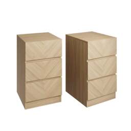 Set of 2 Taranto 3 Drawer Bedside Tables, Oak Effect - thumbnail 1