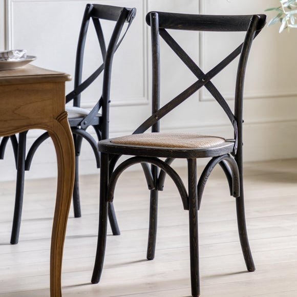 Cannock Set of 2 Dining Chairs, Oak & Rattan - image 1