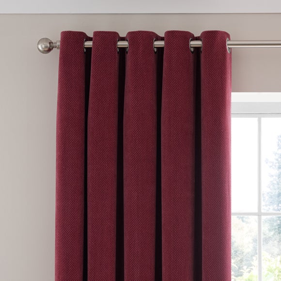 Soft Chenille Herringbone Eyelet Curtains - image 1
