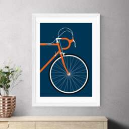 East End Prints Orange Coloured Race Bike Print by Bo Lundberg - thumbnail 1