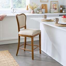 Betty Counter Height Bar Stool, Tiny Stripe Fabric - thumbnail 1