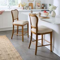 Betty Counter Height Bar Stool, Tiny Stripe Fabric - thumbnail 2