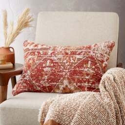 Distressed Chenille Cotton Rectangle Cushion - thumbnail 1