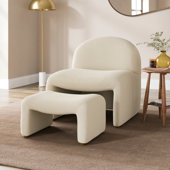 Monty Ribbed Chenille Accent Chair And Footstool - image 1