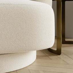 Carmen Curved Ivory Chunky Chenille Swivel Chair - thumbnail 4