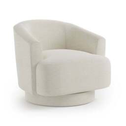 Carmen Curved Ivory Chunky Chenille Swivel Chair - thumbnail 5