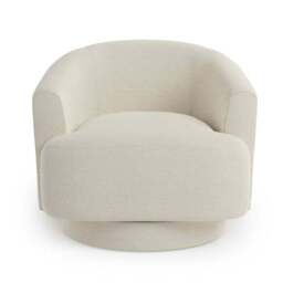 Carmen Curved Ivory Chunky Chenille Swivel Chair - thumbnail 6