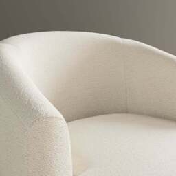 Carmen Curved Ivory Chunky Chenille Swivel Chair - thumbnail 3