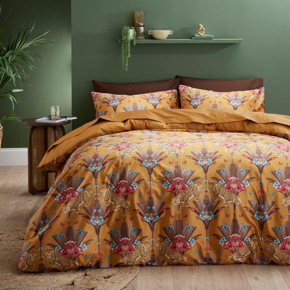 Yael Jungle Leopard Ochre Duvet Cover and Pillowcase Set - image 1