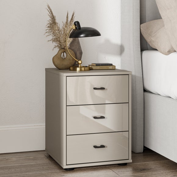 Wiemann Kahla Glass Fronted 3 Drawer Bedside Table - image 1