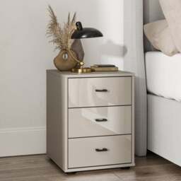 Wiemann Kahla Glass Fronted 3 Drawer Bedside Table - thumbnail 1