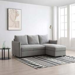 Lucie Grey Boucle Corner Sofa Bed - thumbnail 2